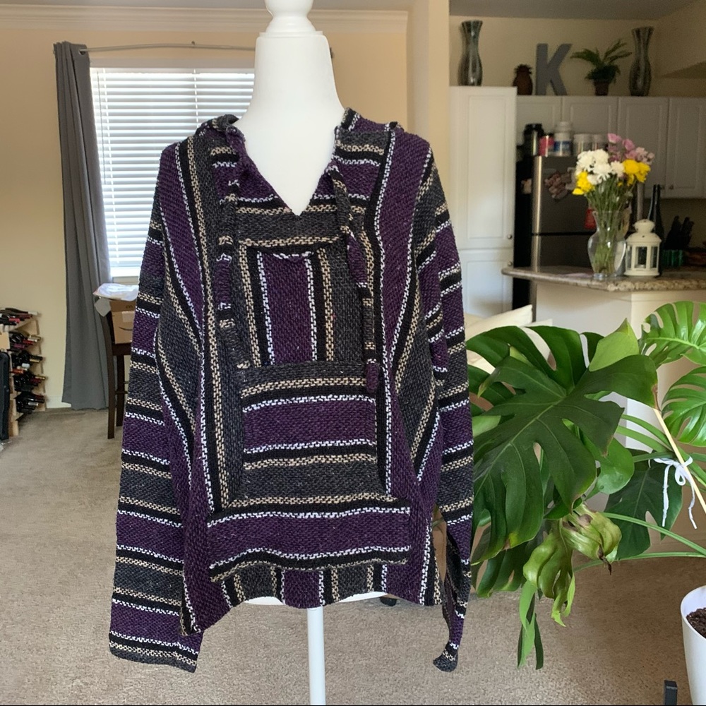 Long Sleeve, Hooded Poncho w/ Front Pocket